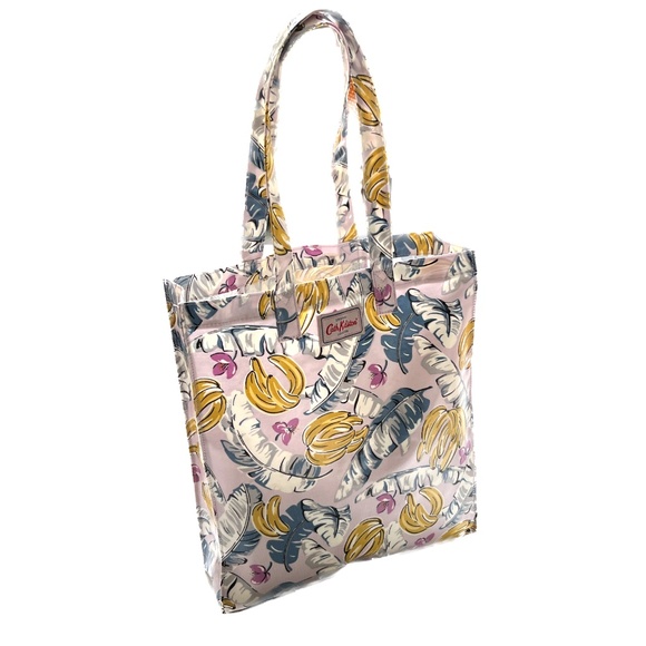 Original Cath Kidston London Bag Oiled Cloth Floral Bunch Bananas Tote Purple - Picture 1 of 11